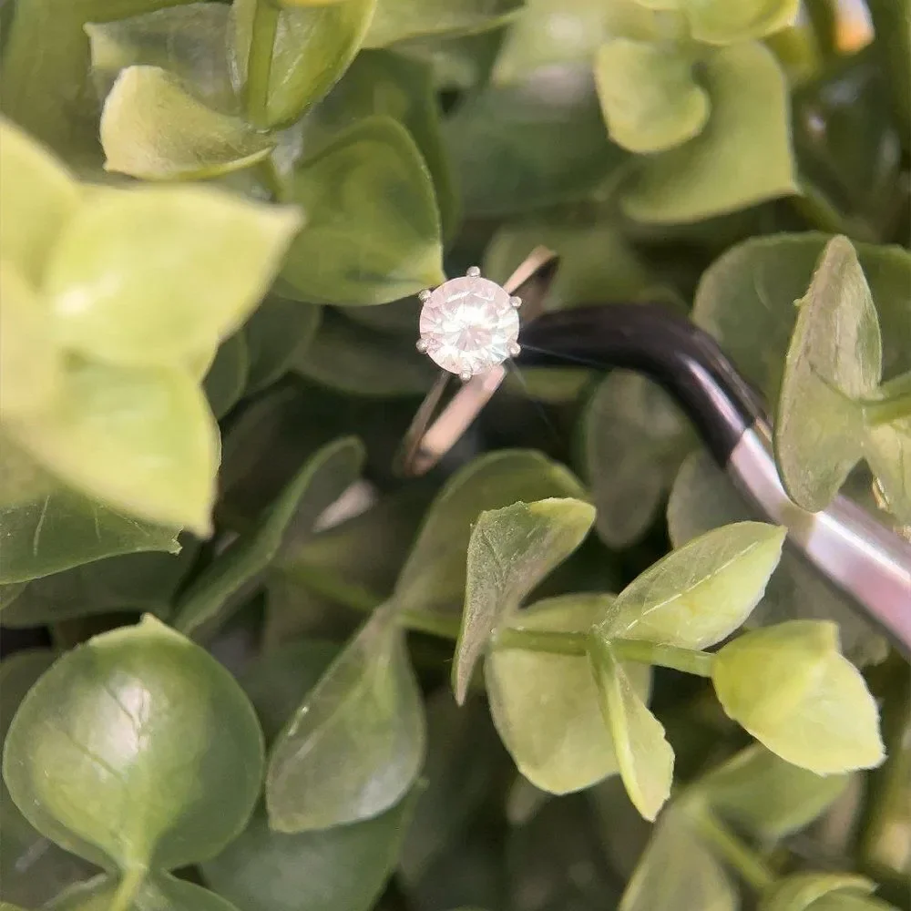 Silver Colored Solitaire CZ Ring‎
